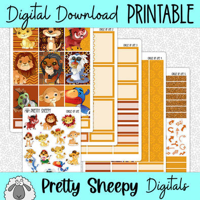Circle of Life Printable Planner Stickers PNG Digital Download Weekly Vertical Kit