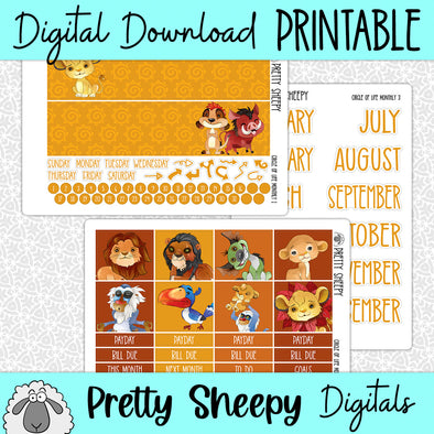 Circle of Life Printable Planner Stickers PNG Digital Download Monthly Kit