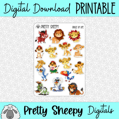 Circle of Life Printable Stickers PNG Digital Download