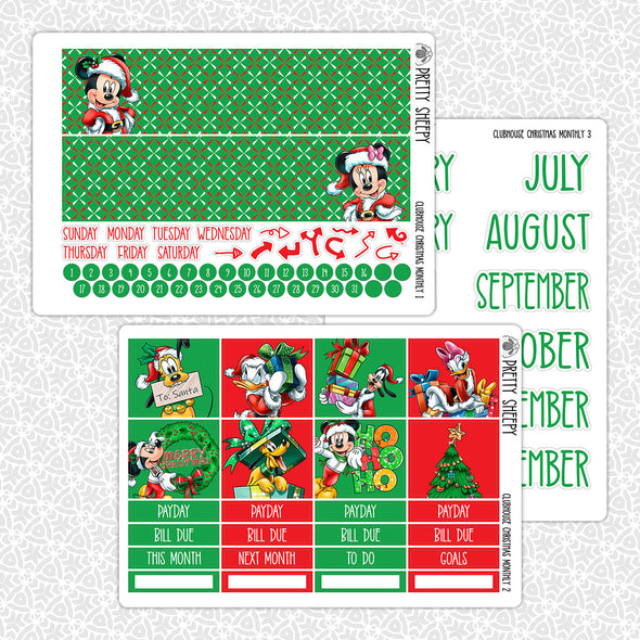 Clubhouse Christmas Monthly Kit for EC Planner | Monthly Planner Stickers