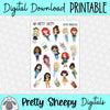 Coffee Princesses Printable Stickers PNG Digital Download