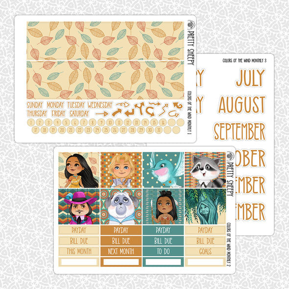 Colors of the Wind Monthly Kit for EC Planner | Monthly Planner Stickers