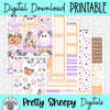 Cute & Spooky Printable Planner Stickers PNG Digital Download Weekly Vertical Kit