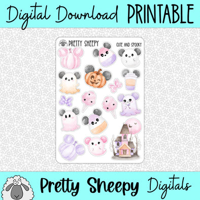 Cute & Spooky Printable Stickers PNG Digital Download