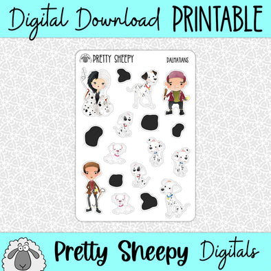 Dalmatians Printable Stickers PNG Digital Download