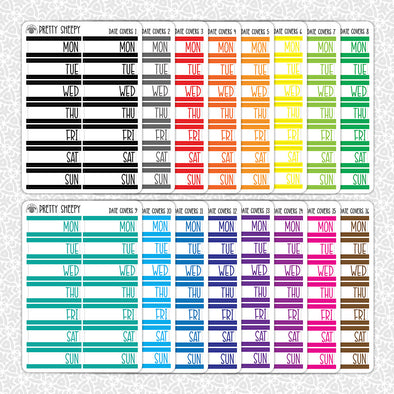 Date Covers Planner Stickers - Rainbow