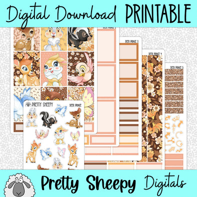 Deer Prince Printable Planner Stickers PNG Digital Download Weekly Vertical Kit
