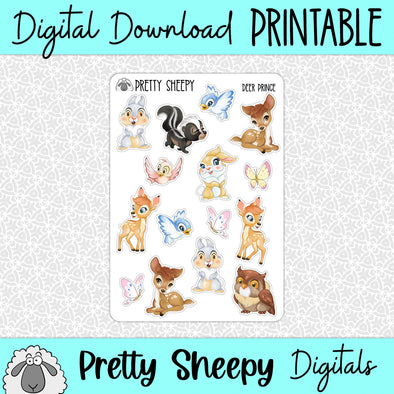 Deer Prince Printable Stickers PNG Digital Download