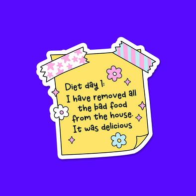 Diet Day 1 Vinyl Die Cut Sticker