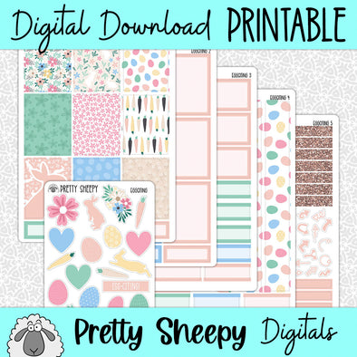 Egg-citing Easter Printable Planner Stickers PNG Digital Download Weekly Vertical Kit