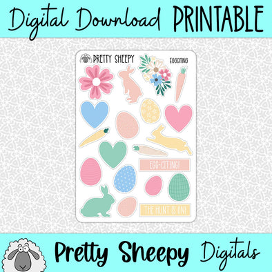 Egg-citing Easter Printable Stickers PNG Digital Download