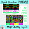 Electric Parade Printable Planner Stickers PNG Digital Download Monthly Kit