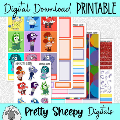 Emotional Mashup Printable Planner Stickers PNG Digital Download Weekly Vertical Kit