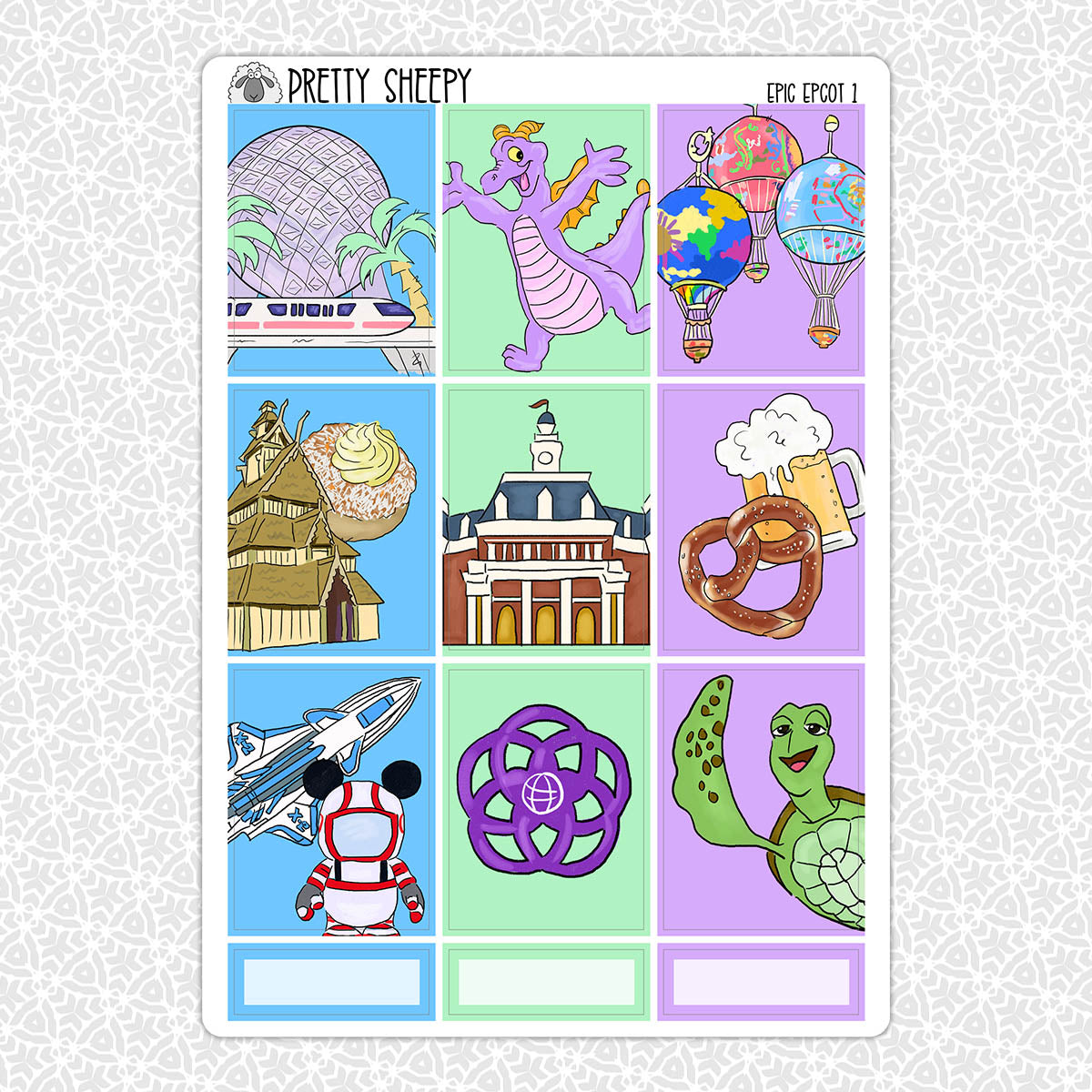 Epic Epcot Printable Planner Stickers PNG Digital Download Weekly Vert ...
