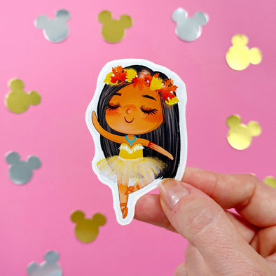 Ballerina Pocahontas Easy Peel Premium Vinyl Die Cut Sticker