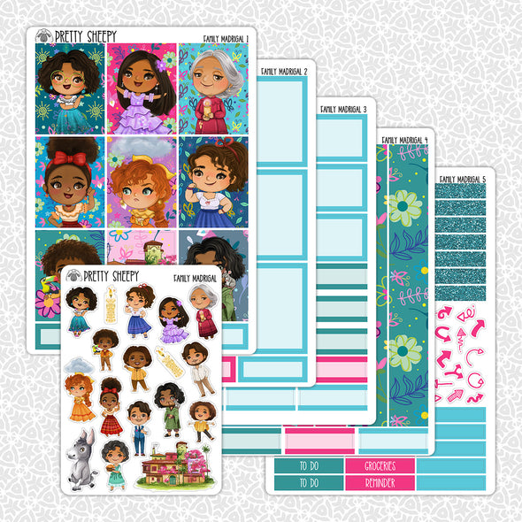 Family Madrigal Weekly Planner Stickers Collection