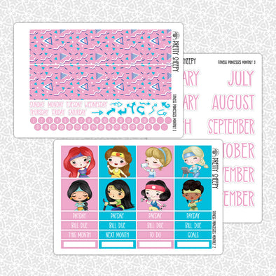 Fitness Princesses Monthly Kit for EC Planner | Monthly Planner Stickers
