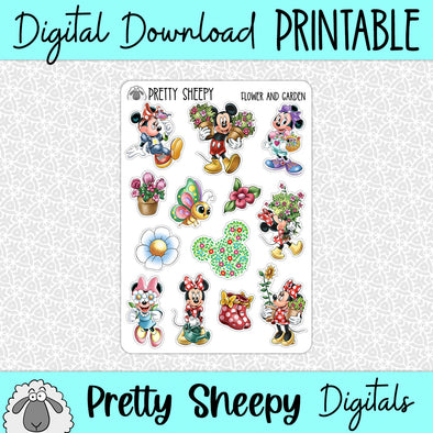 Flower and Garden Printable Stickers PNG Digital Download