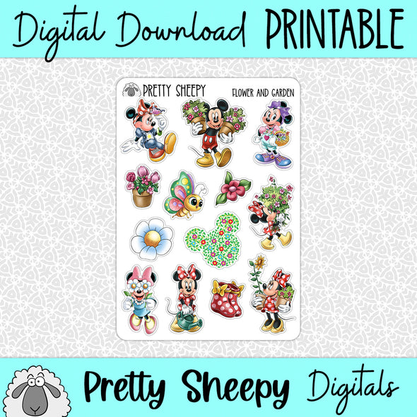 Flower and Garden Printable Stickers PNG Digital Download