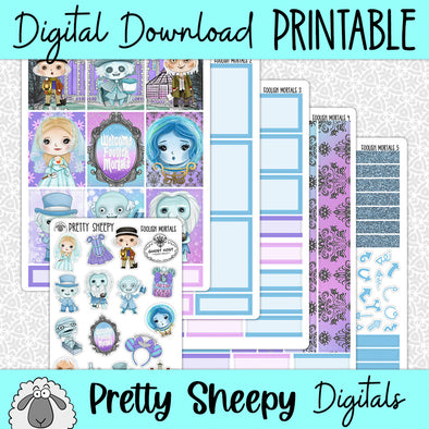 Foolish Mortals Printable Planner Stickers PNG Digital Download Weekly Vertical Kit