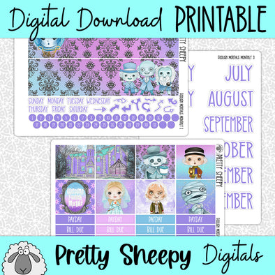 Foolish Mortals Printable Planner Stickers PNG Digital Download Monthly Kit