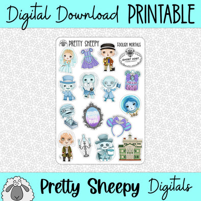 Foolish Mortals Printable Stickers PNG Digital Download
