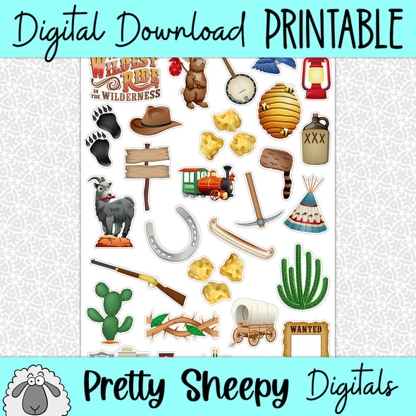 Frontierland Printable Stickers PNG Digital Download