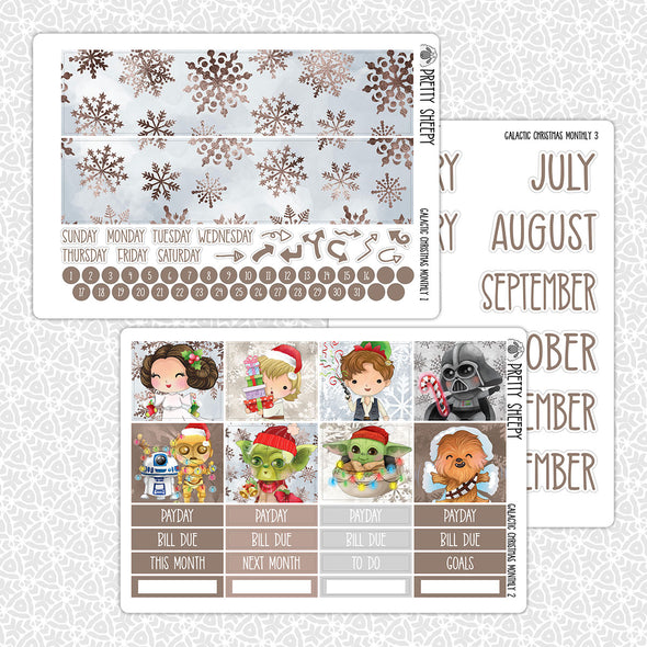 Galactic Christmas Monthly Kit for EC Planner | Monthly Planner Stickers