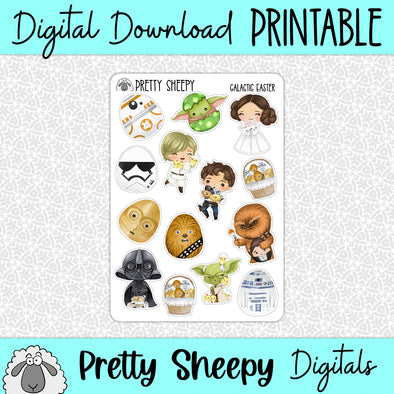 Galactic Easter Printable Stickers PNG Digital Download