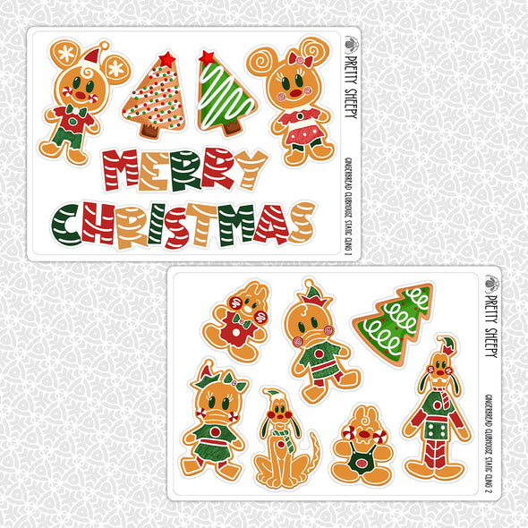 Gingerbread Clubhouse Christmas Static Cling Set