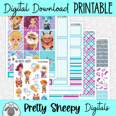 Go the Distance Printable Planner Stickers PNG Digital Download Weekly Vertical Kit