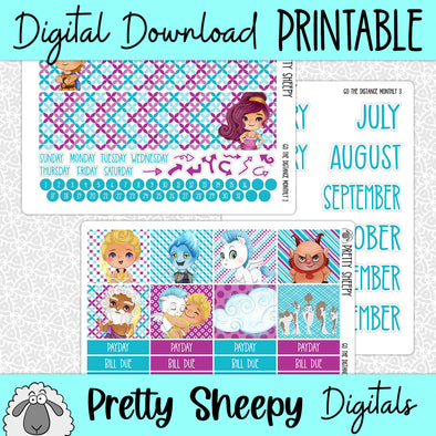 Go the Distance Printable Planner Stickers PNG Digital Download Monthly Kit