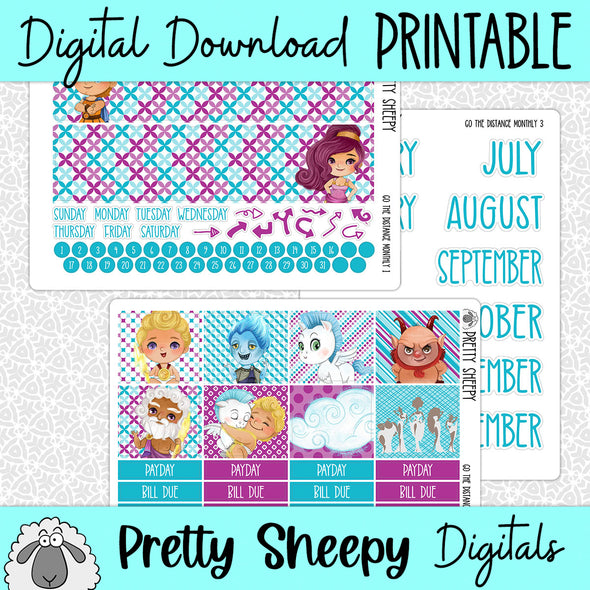 Go the Distance Printable Planner Stickers PNG Digital Download Monthly Kit