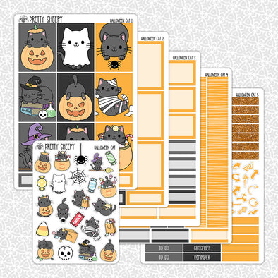 Halloween Cat Planner Stickers Collection