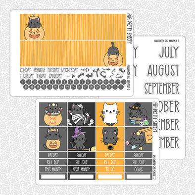 Halloween Cat Monthly Kit for EC Planner | Monthly Planner Stickers