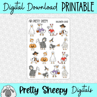 Halloween Goose Printable Stickers PNG Digital Download