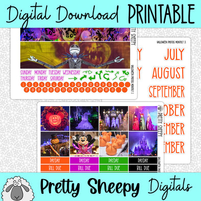 Halloween Photos Printable Planner Stickers PNG Digital Download Monthly Kit