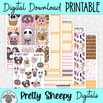 Halloween Treats Printable Planner Stickers PNG Digital Download Weekly Vertical Kit