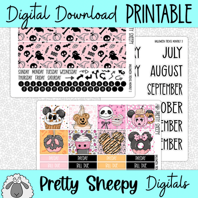 Halloween Treats Printable Planner Stickers PNG Digital Download Monthly Kit