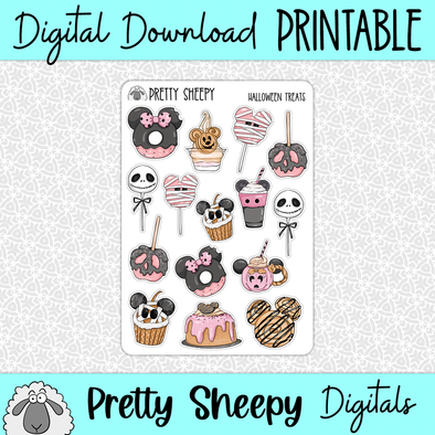 Halloween Treats Printable Stickers PNG Digital Download