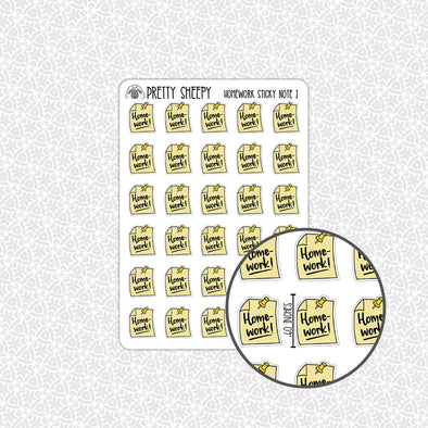 Homework Sticky Note Reminder School Stickers