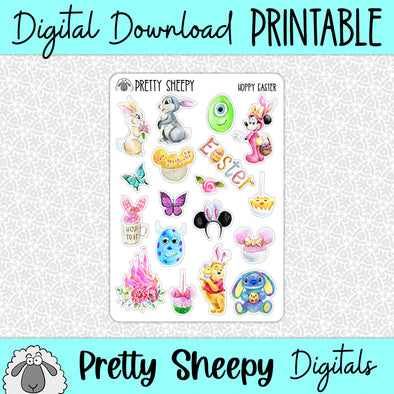 Hoppy Easter Printable Stickers PNG Digital Download