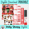 Horror Heroes Printable Planner Stickers PNG Digital Download Weekly Vertical Kit