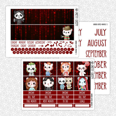 Horror Kitties Halloween Monthly Kit for EC Planner | Monthly Planner Stickers