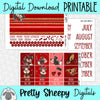 Hugs & Kisses Printable Planner Stickers PNG Digital Download Monthly Kit