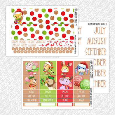 Hundred Acre Holiday Monthly Kit for EC Planner | Monthly Planner Stickers