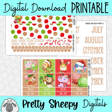 Hundred Acre Holiday Printable Planner Stickers PNG Digital Download Monthly Kit