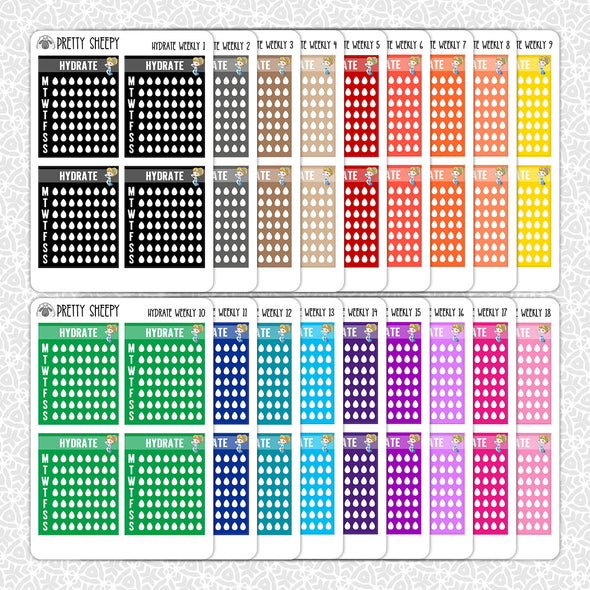 Hydrate Weekly Stickers - Small Sheet