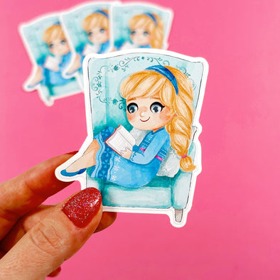 Bookworm Elsa Easy Peel Premium Vinyl Die Cut Sticker