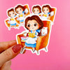 Bookworm Belle Easy Peel Premium Vinyl Die Cut Sticker